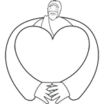 Jesus Making a Heart Coloring Sheet