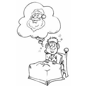 Boy Dreaming Of Santa coloring page