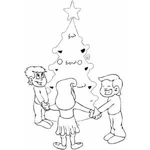 Dancing Around Christmas Tree coloring page