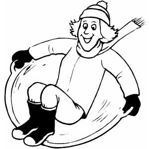 Guy With Scarf Sledding coloring page