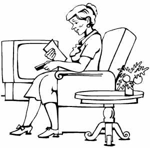 Woman Reading Letter coloring page