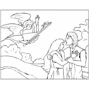 Angel Banishing Adam And Eve From Paradise coloring page