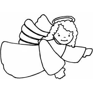 Flying Pointing Angel coloring page