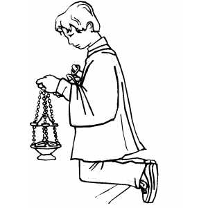 Altar Server On Knees coloring page