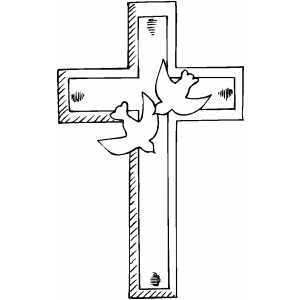 Cross And Doves coloring page