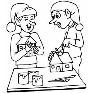 Elves Making Toys coloring page