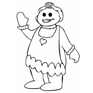 Gingerbread Waving Woman coloring page