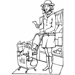 Woman With Presents List coloring page
