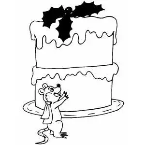 Mouse And Big Cake coloring page