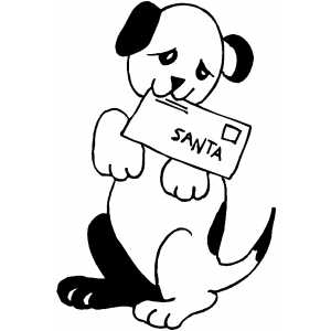 Puppy And Letter To Santa coloring page