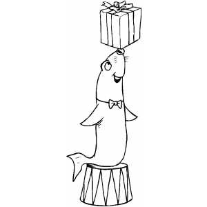 Seal And Gift coloring page