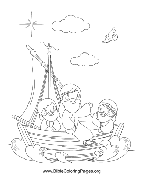 Jesus in Boat coloring page