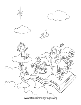 Jesus on Bible coloring page