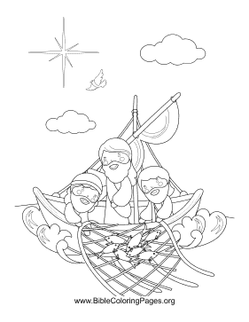 Jesus with Fishermen Vertical coloring page