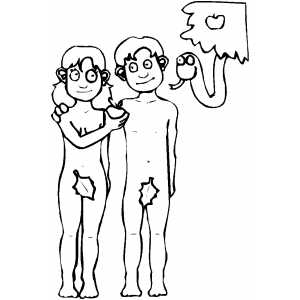 Adam And Eve With Snake coloring page