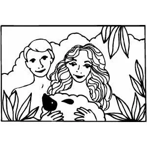 Adam With Eve coloring page