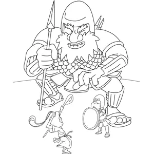 David and Goliath coloring page