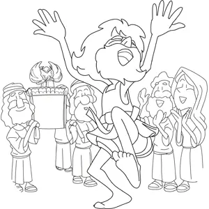 King David Leaps and Celebrates coloring page