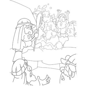 Moses Strikes the Rock with His Staff coloring page