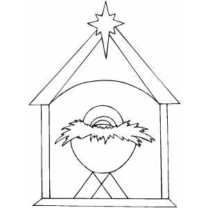 Nativity Scene With Star coloring page