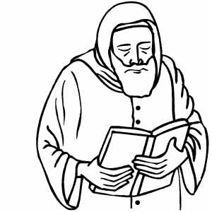 Monk Reading Bible coloring page