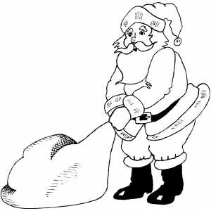 Santa Dragging Sack coloring page
