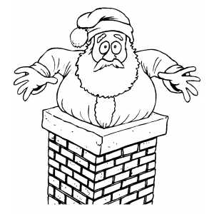Santa Stuck In Chimney coloring page
