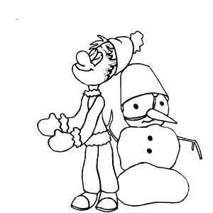 Boy And Snowman coloring page