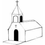 Chirch With Single Cross Coloring Sheet