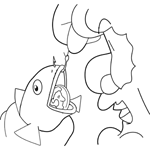 Coin Fish Mouth Coloring Sheet