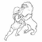 Samson Fighting Lion Coloring Sheet
