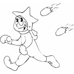 Boy Running From Snowballs coloring page