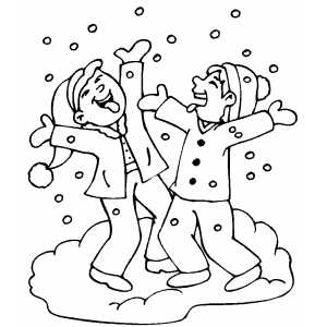 Children Playing in Snow coloring page