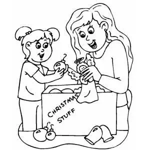 Mom And Daughter Christmas Ornaments coloring page