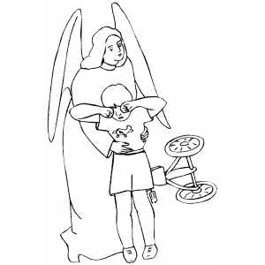 Angel Helping Boy coloring page