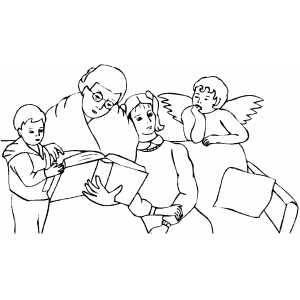 Angel Listening To Story coloring page