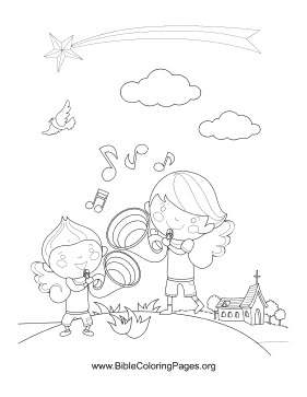 Angels with Horns Vertical coloring page