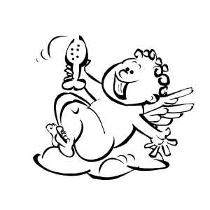 Cherub With Chicken Leg coloring page