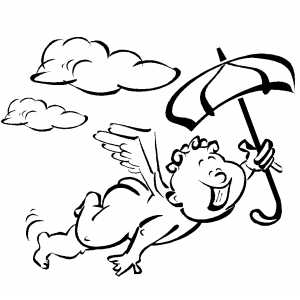 Cherub With Umbrella coloring page