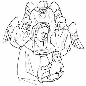 Madonna With Child And Angels coloring page