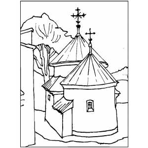 Church With Round Towers coloring page