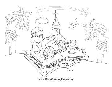Church in Bible coloring page