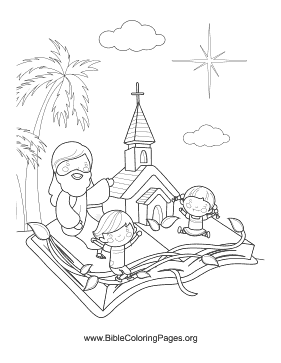 Church in Bible Vertical coloring page