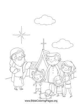 Family Jesus Church coloring page