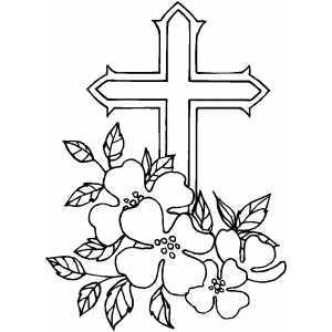 Cross And Flowers coloring page