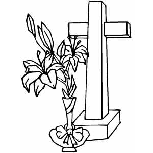 Cross And Vase With Flowers coloring page