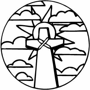 Cross With Sun coloring page