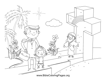 Family Near Cross coloring page