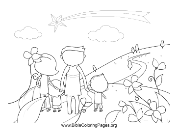 Family Road to Cross coloring page