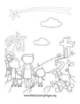 Family Road to Cross Vertical coloring page